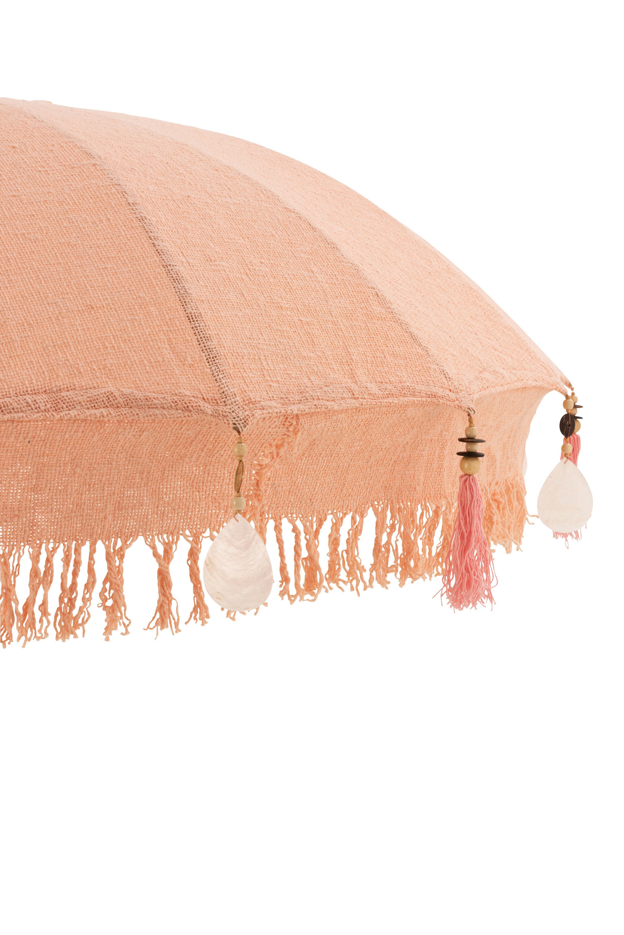 J-Line parasol + voet Kwastjes/Schelpen - hout - beige/donkerbruin - S