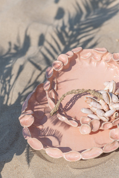 J-Line Schaal Ibiza Rond Keramiek Roze/Oranje Small