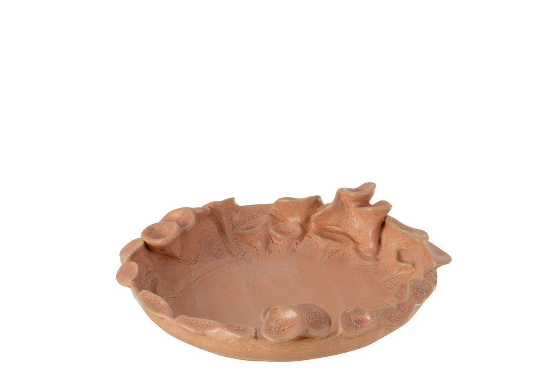 J-Line Schaal Ibiza Rond Keramiek Roze/Oranje Small