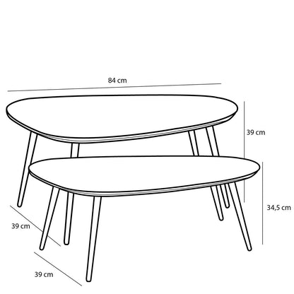 Jailey Bijzettafel - Set van 2 - L84 x B39 x H39 cm - Gerecycled Hout - Bruin