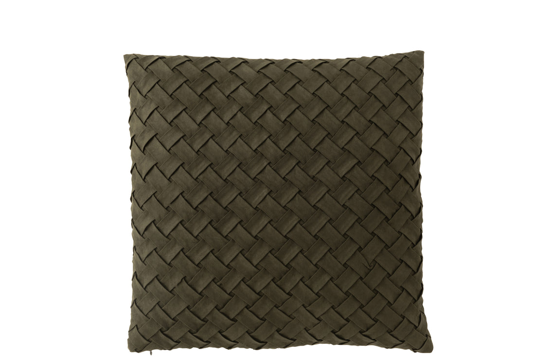 J-Line Kussen Gewoven Polyester Groen