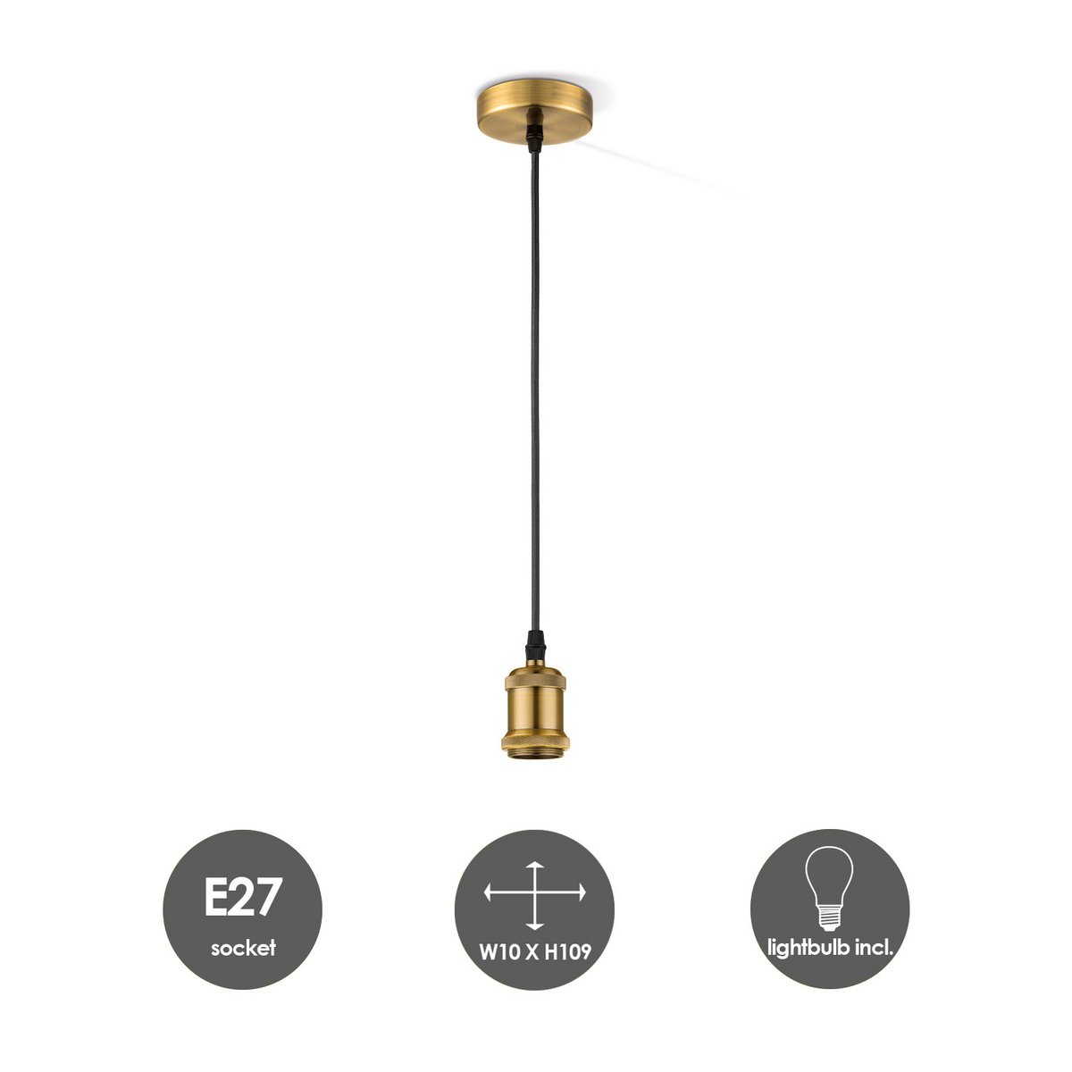 hanglamp brons vintage - G180 - dimbaar E27 rook