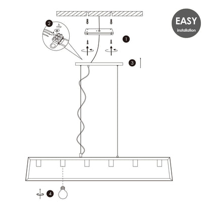 Hanglamp Dito 6 lichts - Zwart - 140x20x124cm