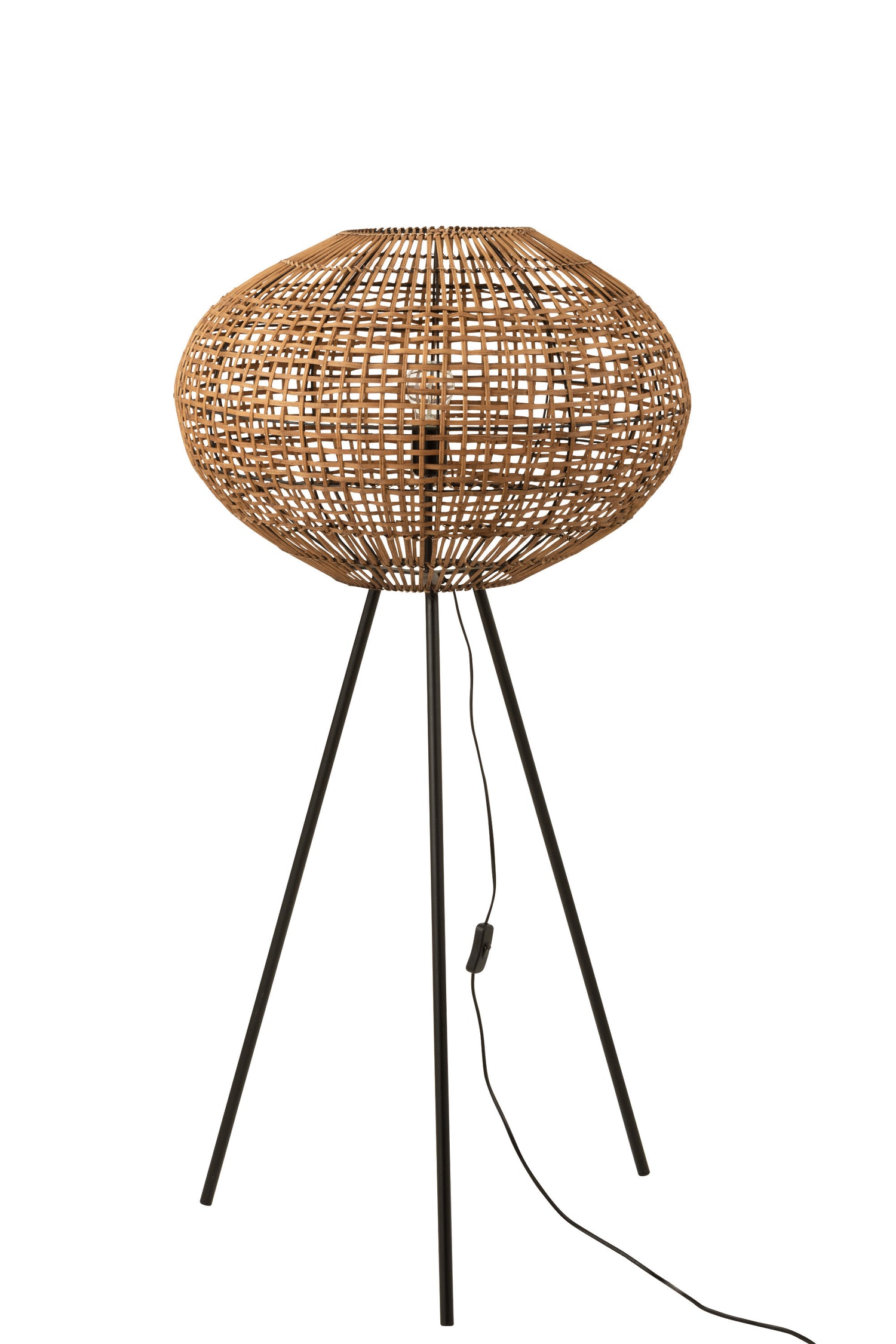 J-Line Staanlamp Driepoot Rattan/Metaal Bruin/Zwart Small