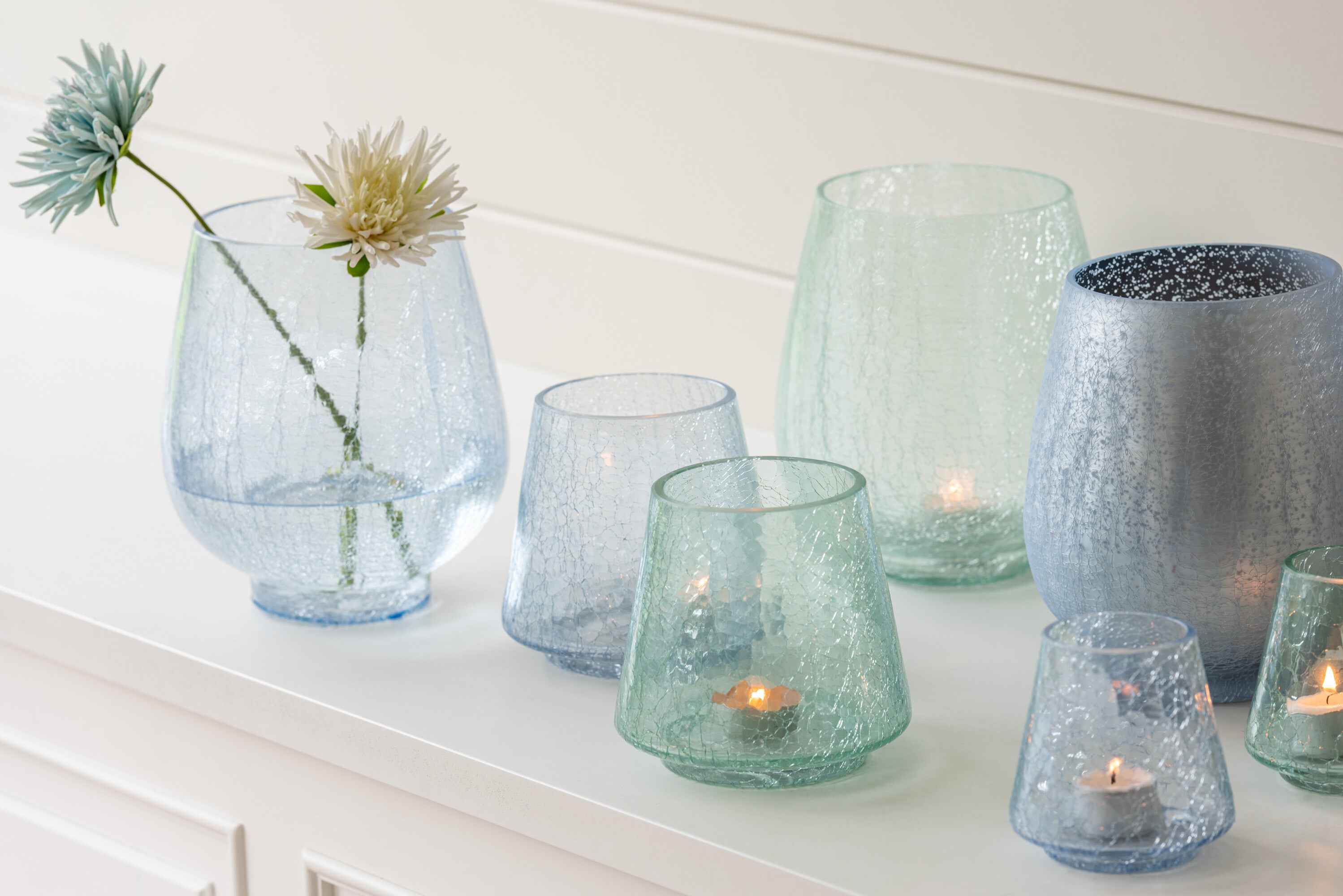 Orkaan Conic Craquelure Mat/Glanzend Blauw Klein Assortiment Van 2