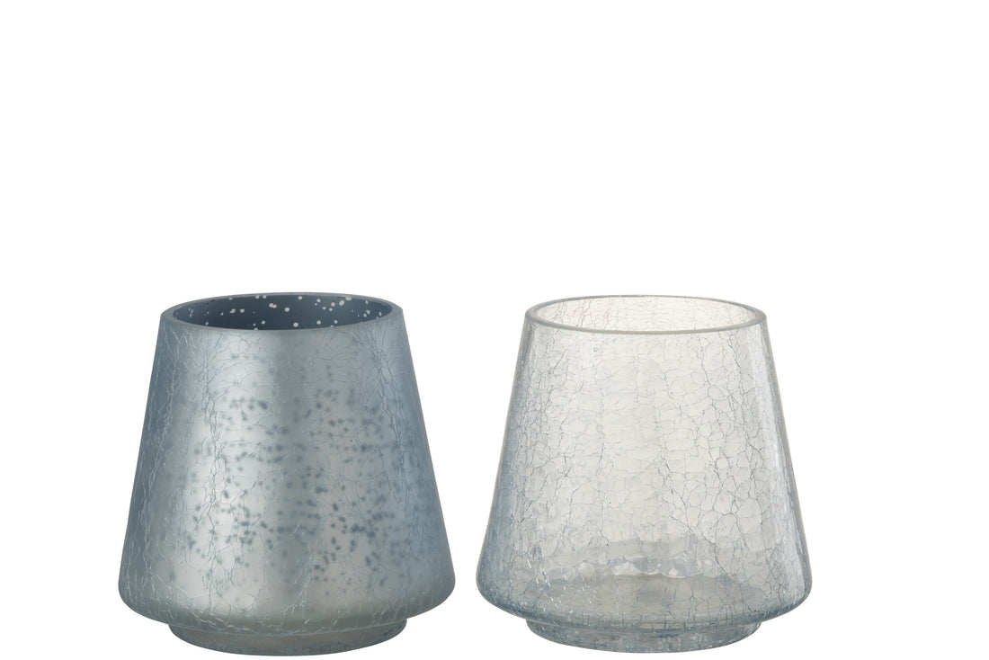 Orkaan Conic Craquelure Mat/Glanzend Blauw Medium Assortiment Van 2