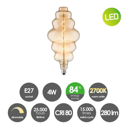 hanglamp Dana Cloud - LED G160 lamp dimbaar E27 amber