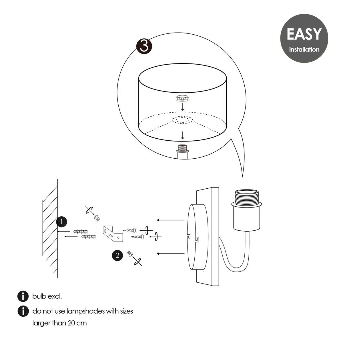 Wandlamp - Drift E27 Lampenkap warm wit 16cm