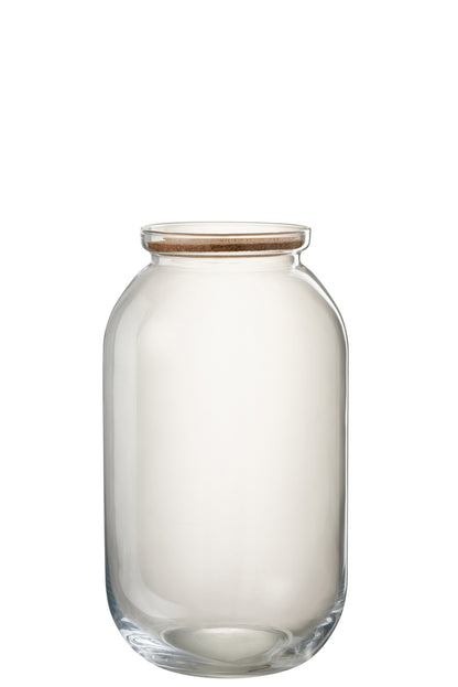 J-Line Pot Roxy Decoratief Glas/Kurk Transparant Large