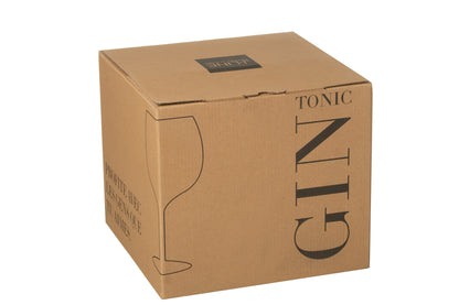 J-Line Cadeaubox 4 Gin Glazen Glas Transparant/Goud