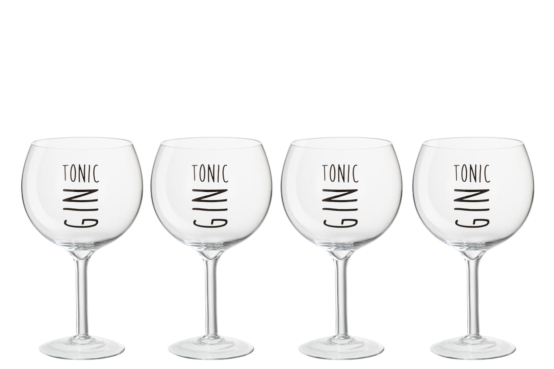 Cadeaubox 4 Gin Glazen Glas Transparant/Zwart