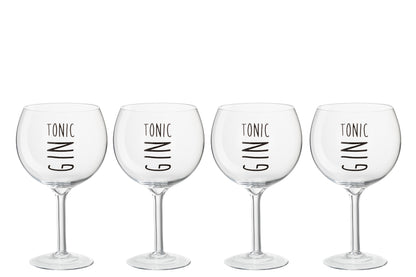 Cadeaubox 4 Gin Glazen Glas Transparant/Zwart