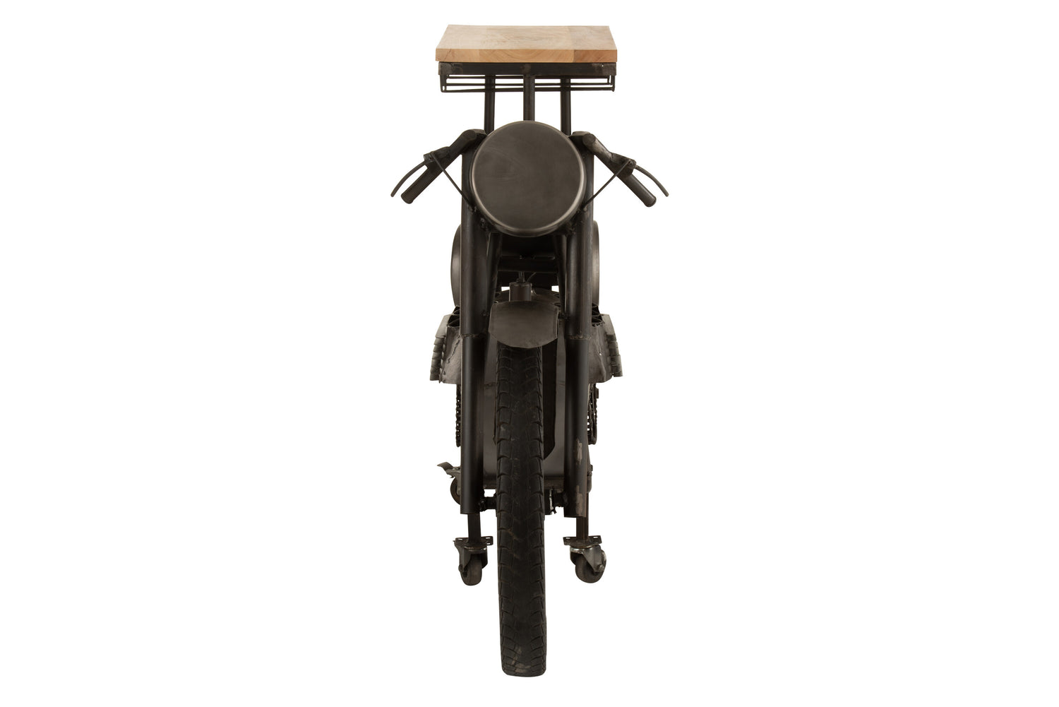 Bar Motorfiets 12Glazen 6Flessen Metaal/Mangohout Donkergrijs/Natuurlijk