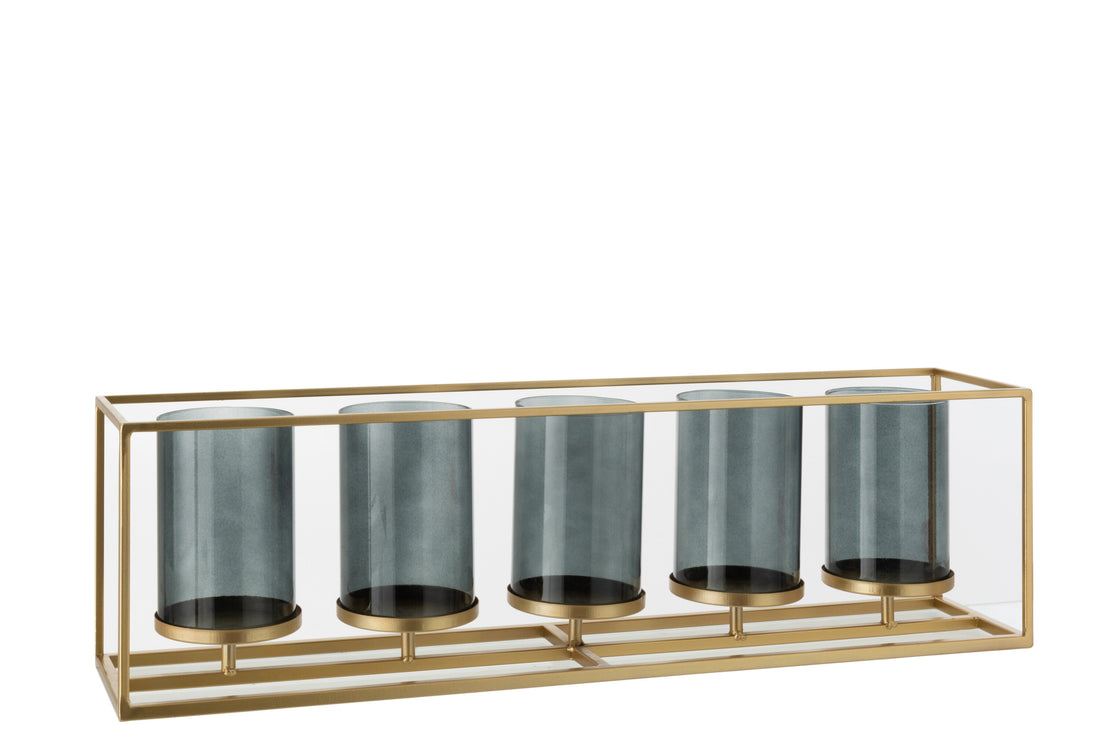 Orkaan 5 onderdelen Rechthoekig Laag Metaal/Glas Goud