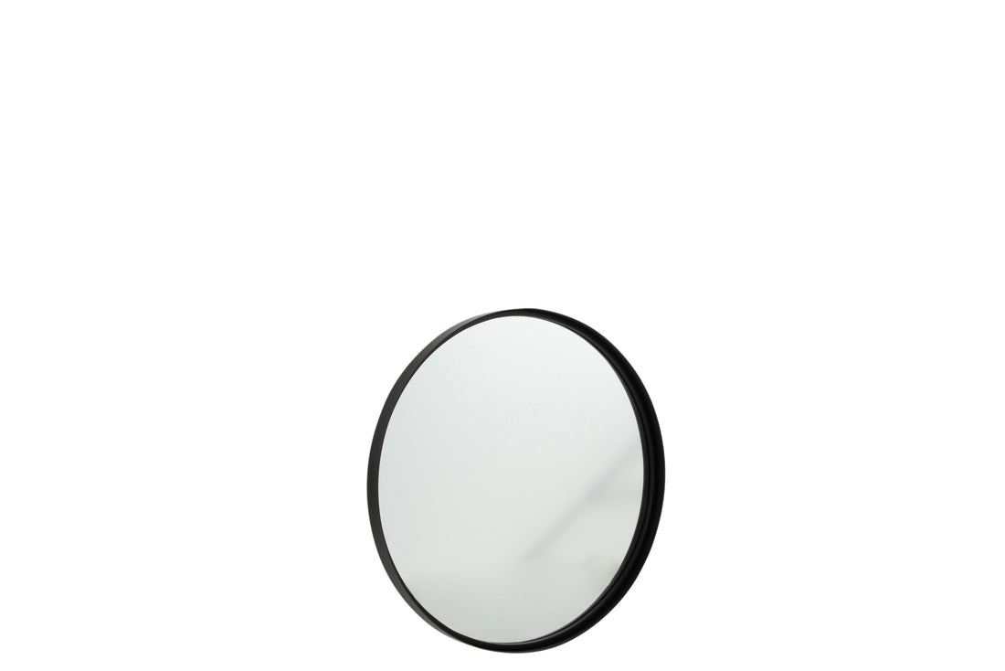 J-Line Spiegel Rond Hoge Rand Metaal/Glas Zwart Small - Wandspiegel 60.00 x 60.00 cm