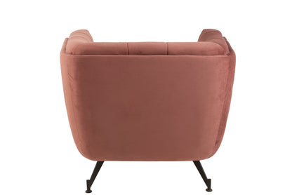 J-Line Lounge Zetel 1-Zit Textiel/Hout/Metaal Antiek Roze