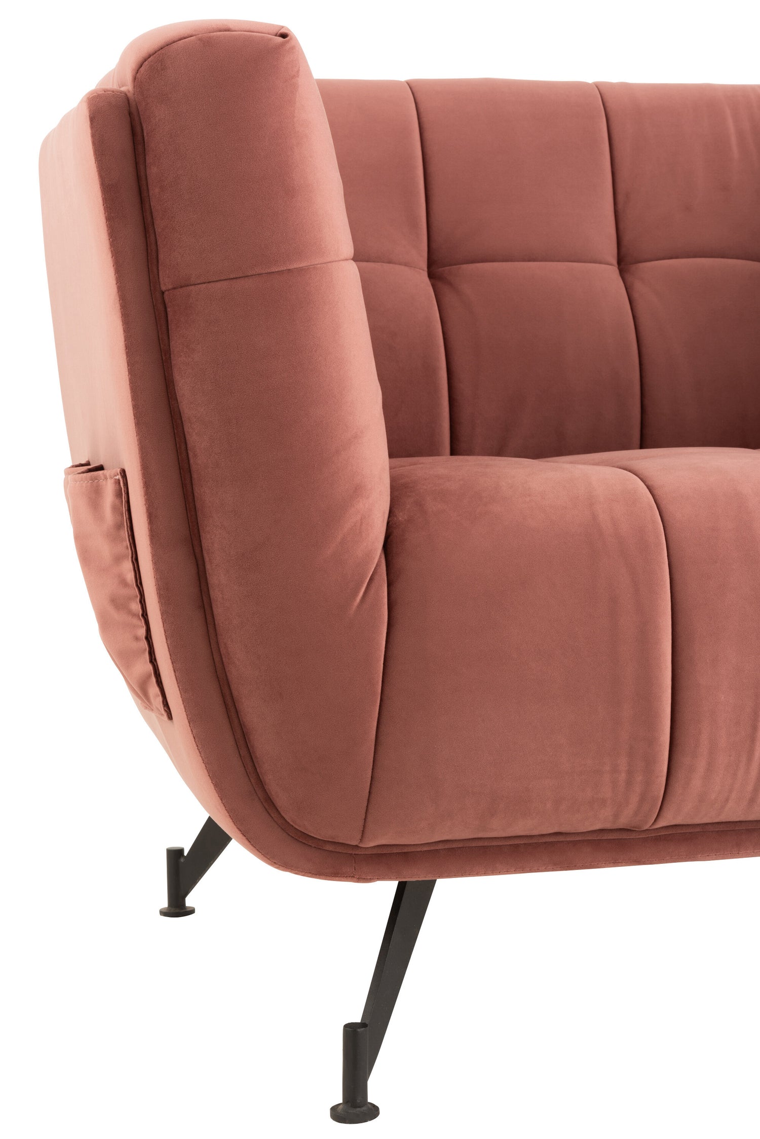 J-Line Lounge Zetel 1-Zit Textiel/Hout/Metaal Antiek Roze