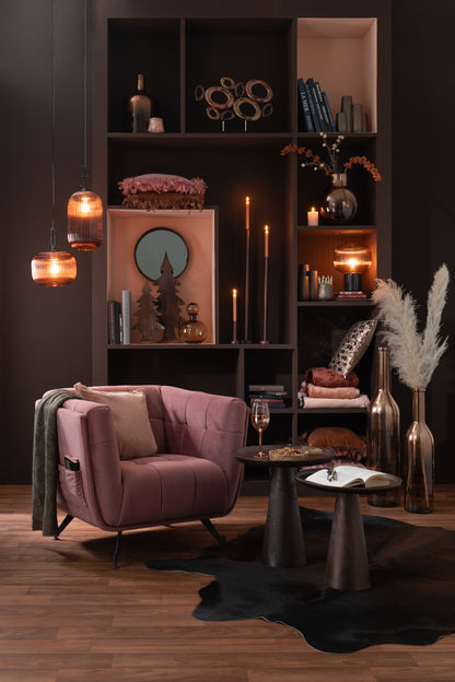 J-Line Lounge Zetel 1-Zit Textiel/Hout/Metaal Antiek Roze