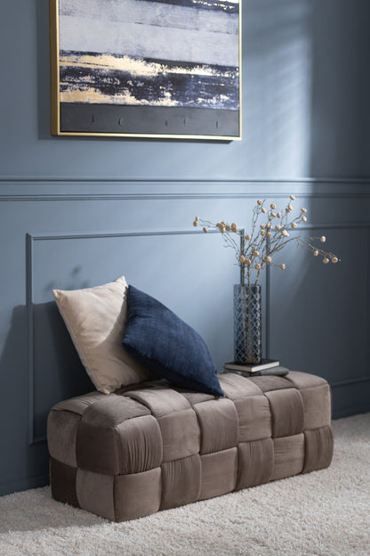 Pouf 3-Persoons Textiel/Hout Bruin