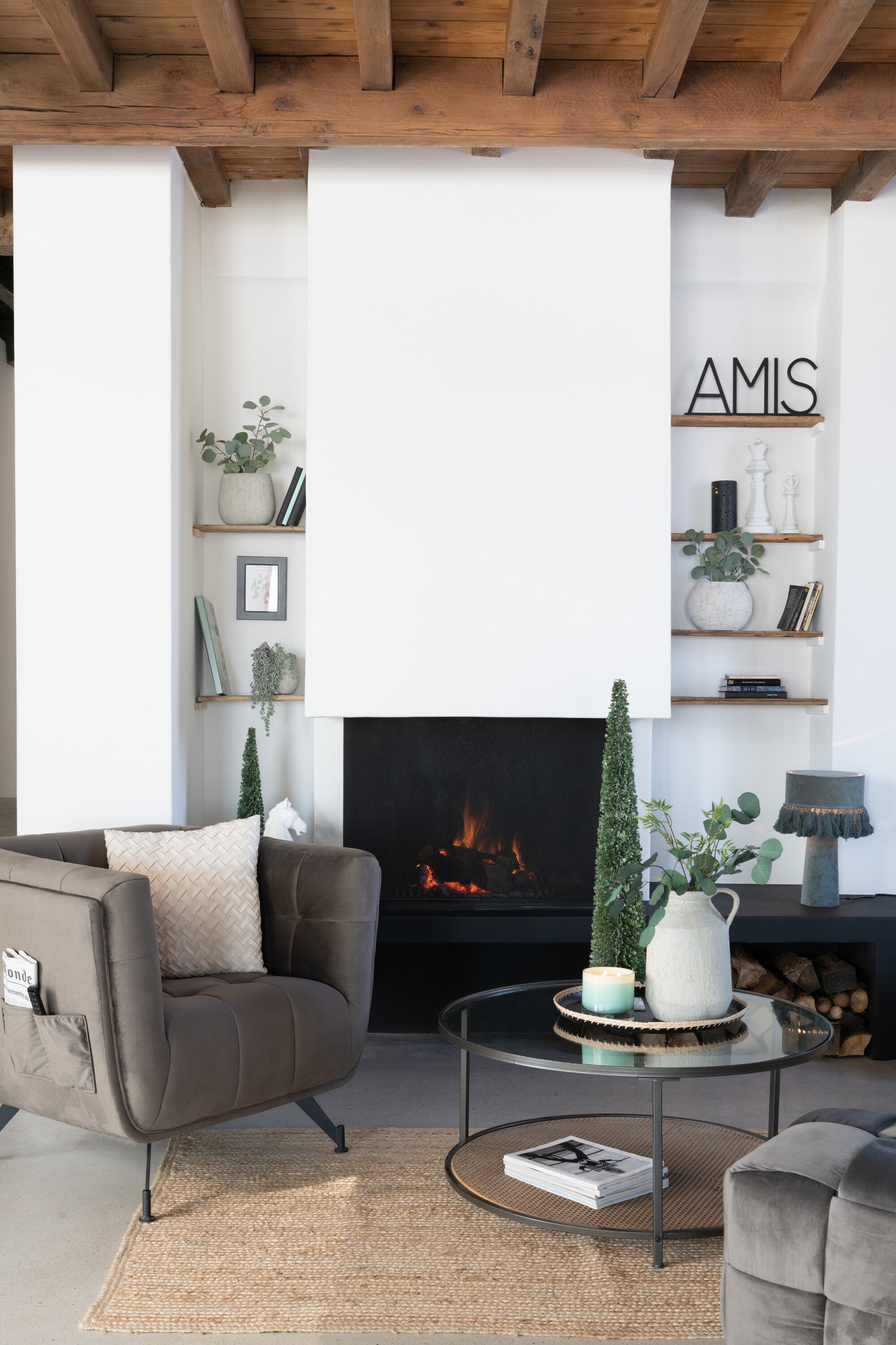 Lounge Seat 1-Persoons Textiel/Hout/Metaal Donkergrijs