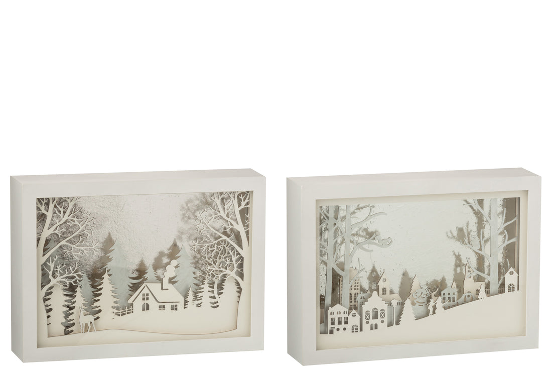 Frame Laag 3D Led Winter Pvc/Glas Zilver Assortiment Van 2