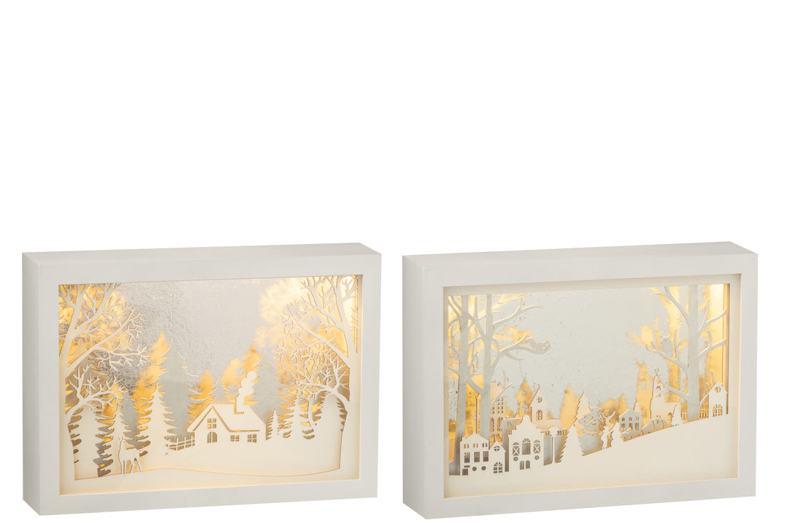 Frame Laag 3D Led Winter Pvc/Glas Zilver Assortiment Van 2