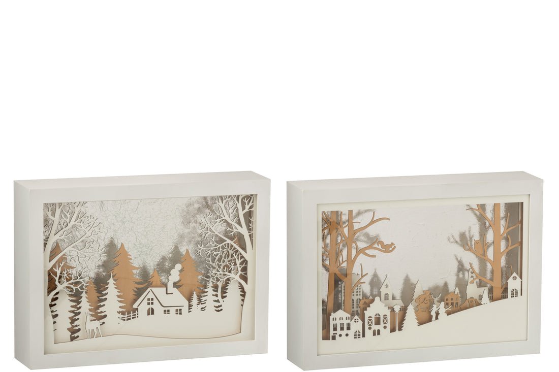 Frame Laag 3D Led Winter Pvc/Glas Goud Assortiment Van 2