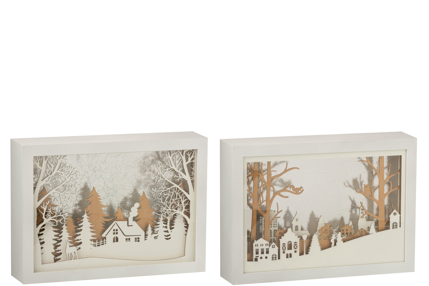 Frame Laag 3D Led Winter Pvc/Glas Goud Assortiment Van 2