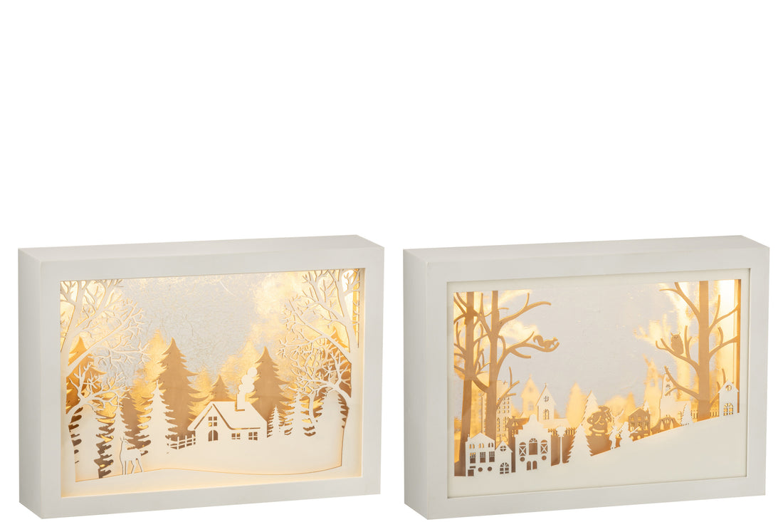Frame Laag 3D Led Winter Pvc/Glas Goud Assortiment Van 2
