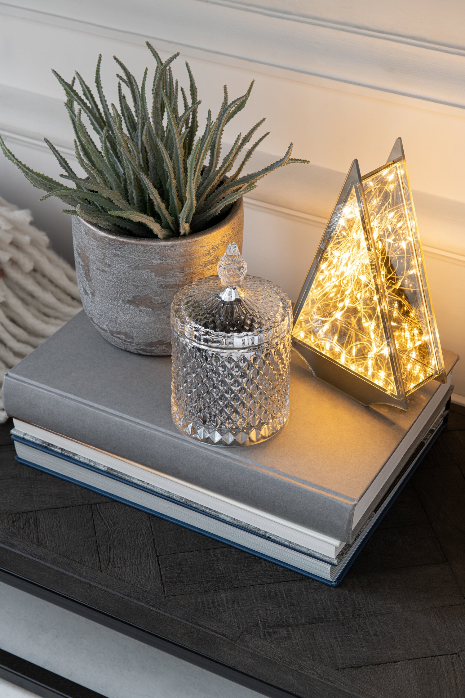 Decoratie Led Driehoek Glas Goud Middelgroot