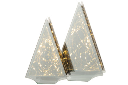 Decoratie Led Driehoek Glas Goud Groot