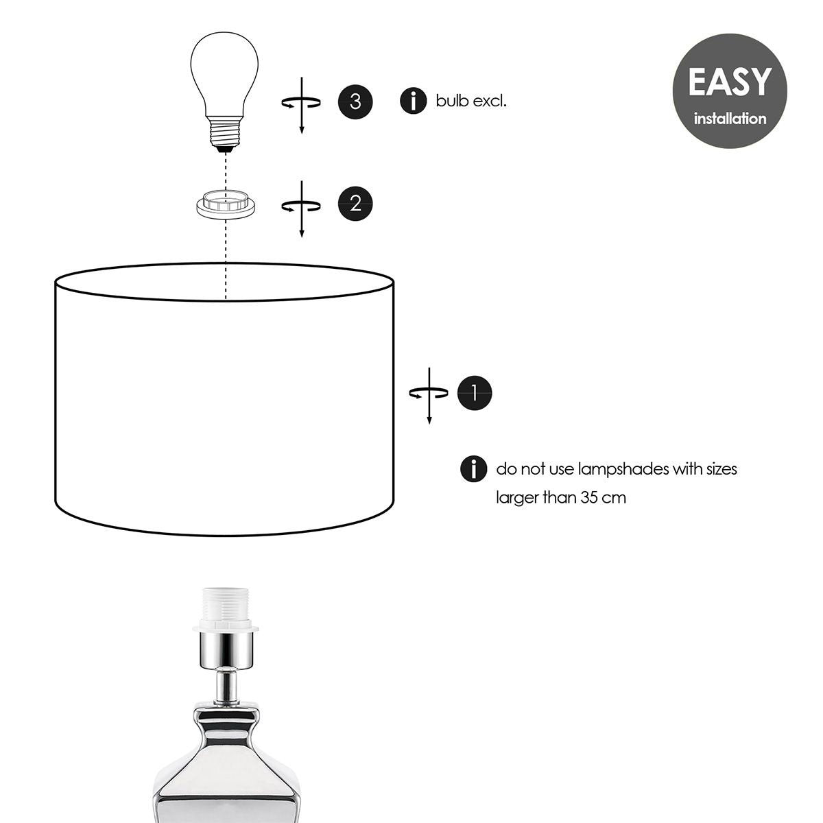 tafellamp voet Class 12/12/36cm - Chroom