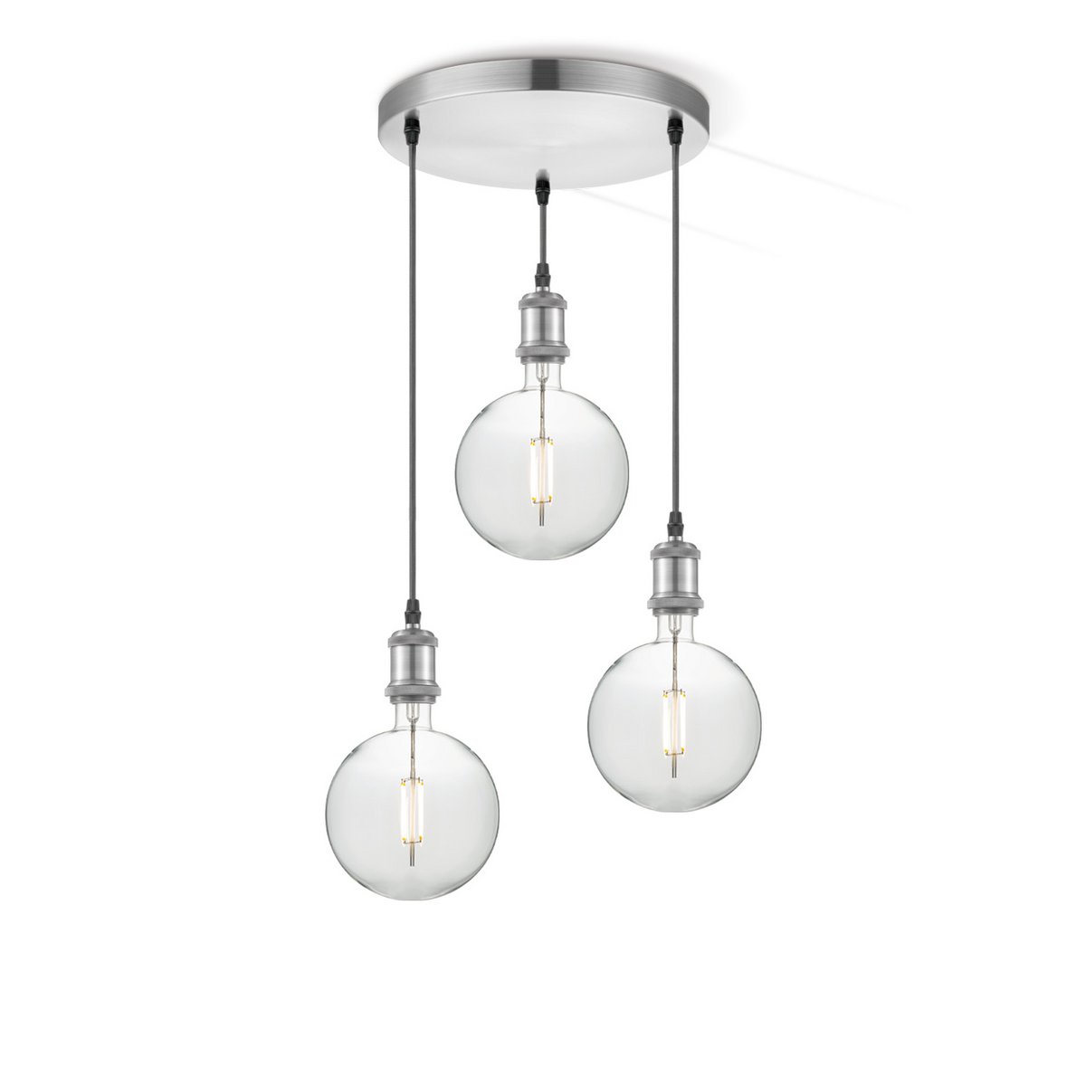 hanglamp chroom rond Globe 3L G125 dimbaar E27 helder