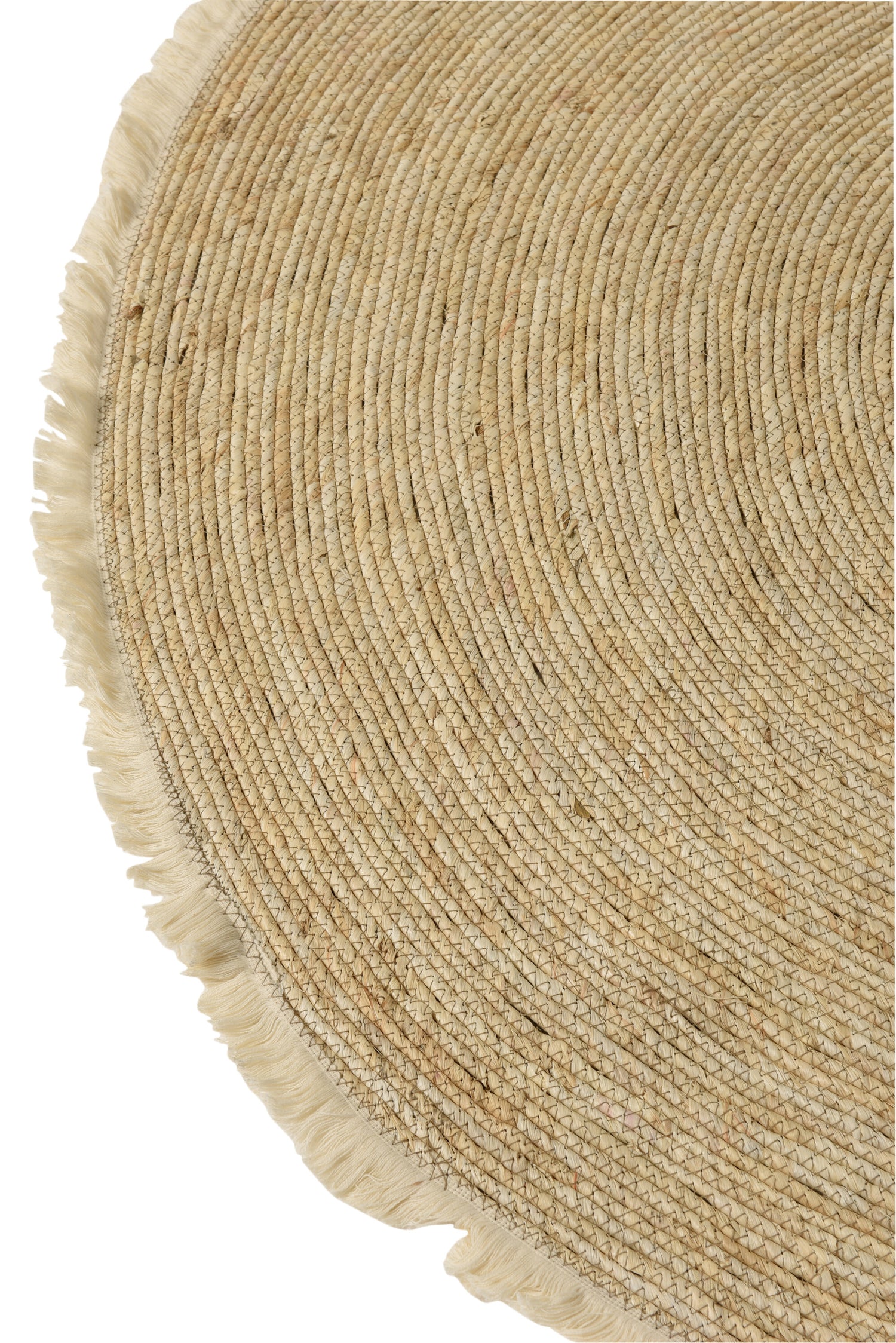 J-Line Tapijt Kwastjesband Mais Schil/Katoen Beige Wit - Vloerkleed 120.00 x 120.00 cm