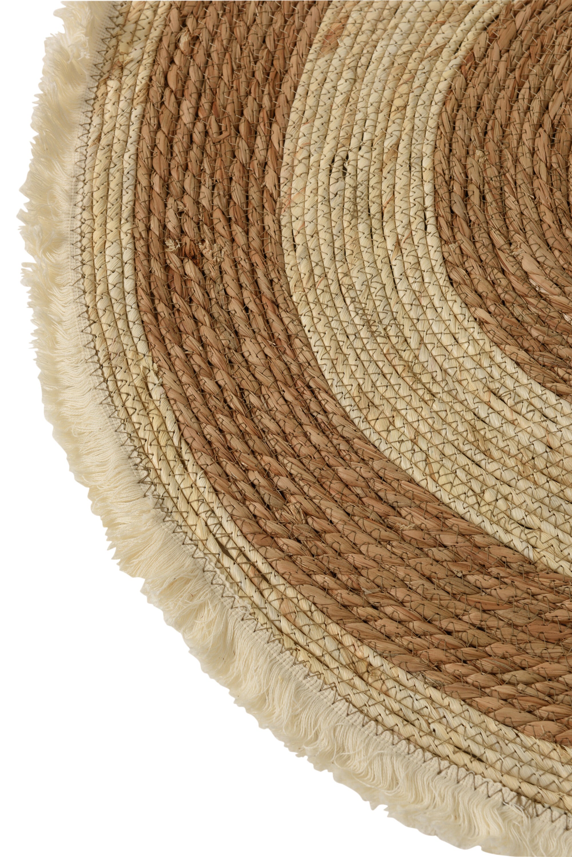 J-Line Kwastjesband mat - vloerkleed - jute - beige/ bruin - S