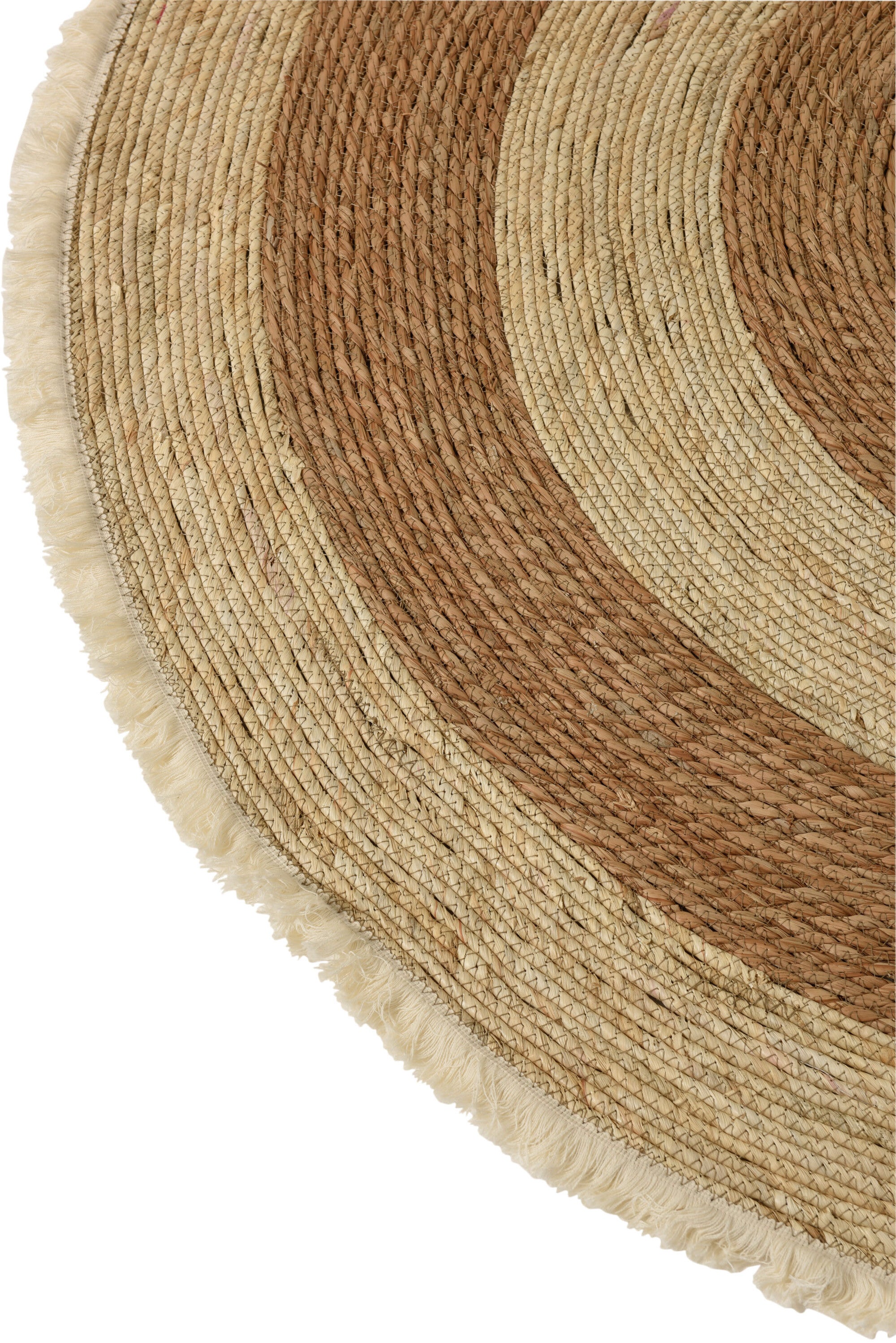 J-Line Kwastjesband mat - vloerkleed - jute - beige/ bruin - L