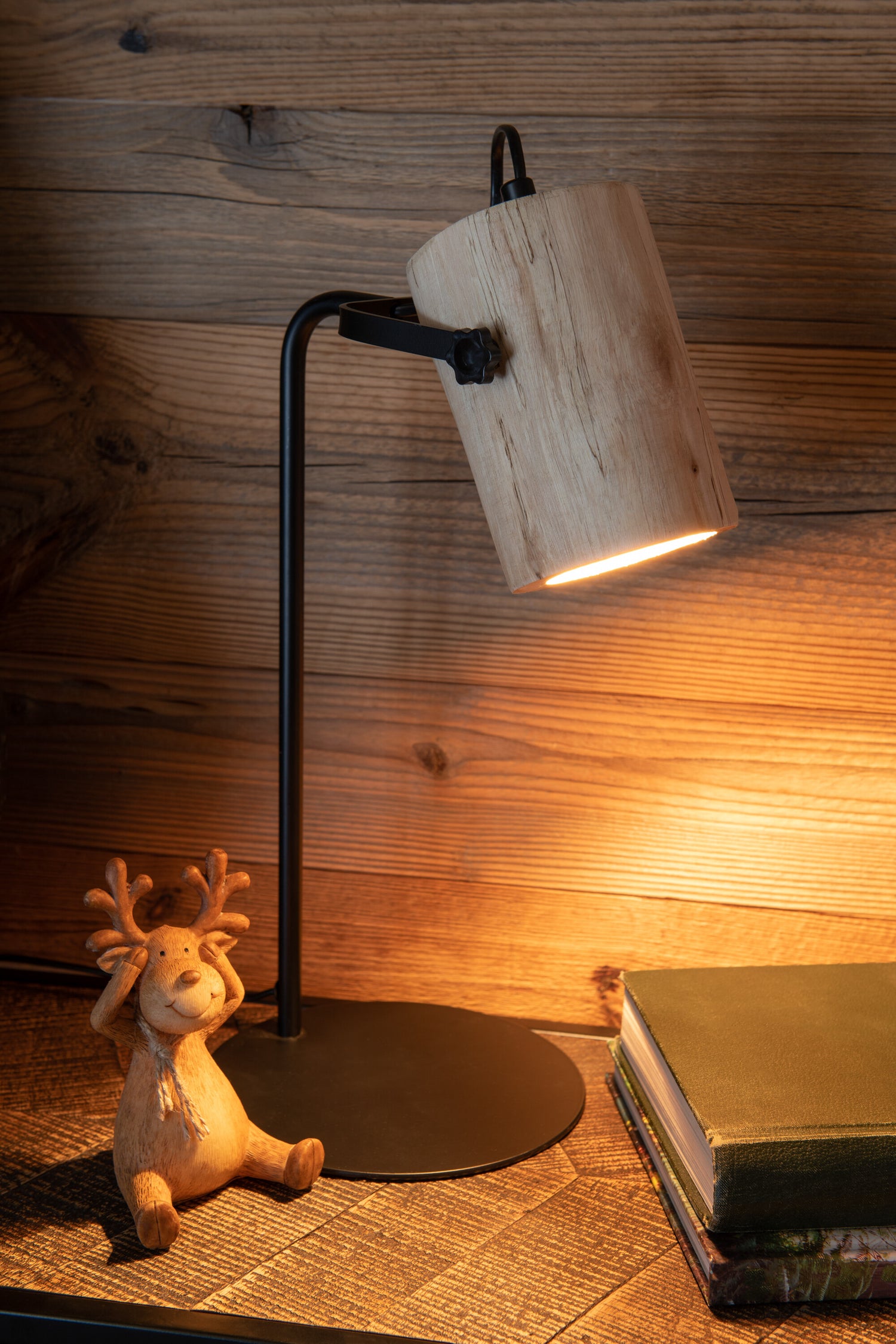 J-Line Silas Berangen bureaulamp - hout - naturel