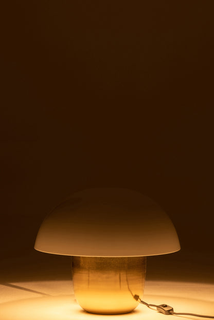 J-Line Lamp Paddenstoel Ijzer Wit/Goud Small