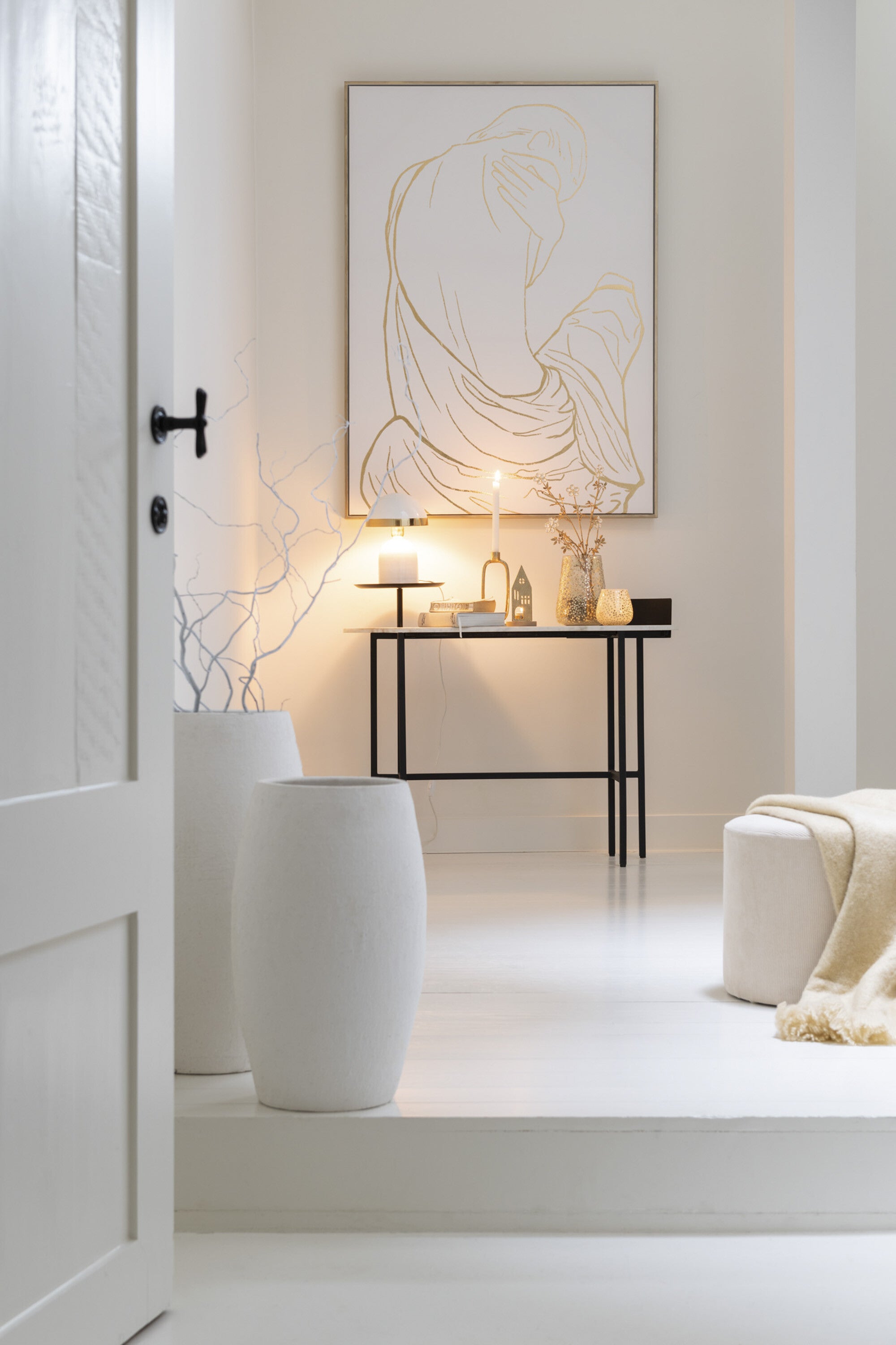 Console Marmer/IJzer Wit/Zwart