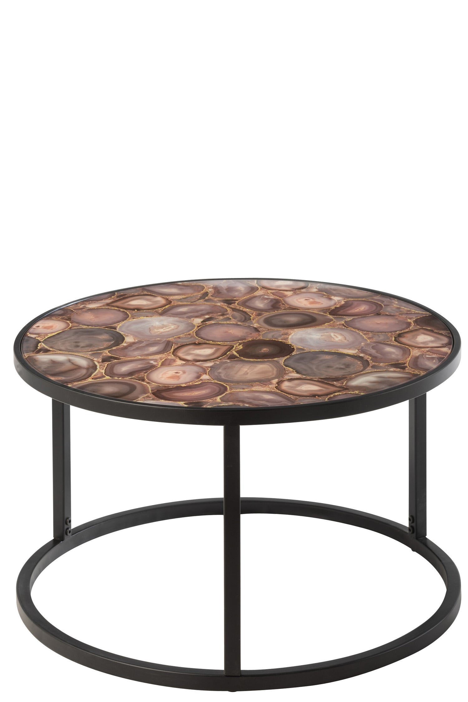 J-Line Salon Tafel Mozaïek Print Rond Glas/Ijzer Mix - 60.00 x 60.00 x 38.00 cm