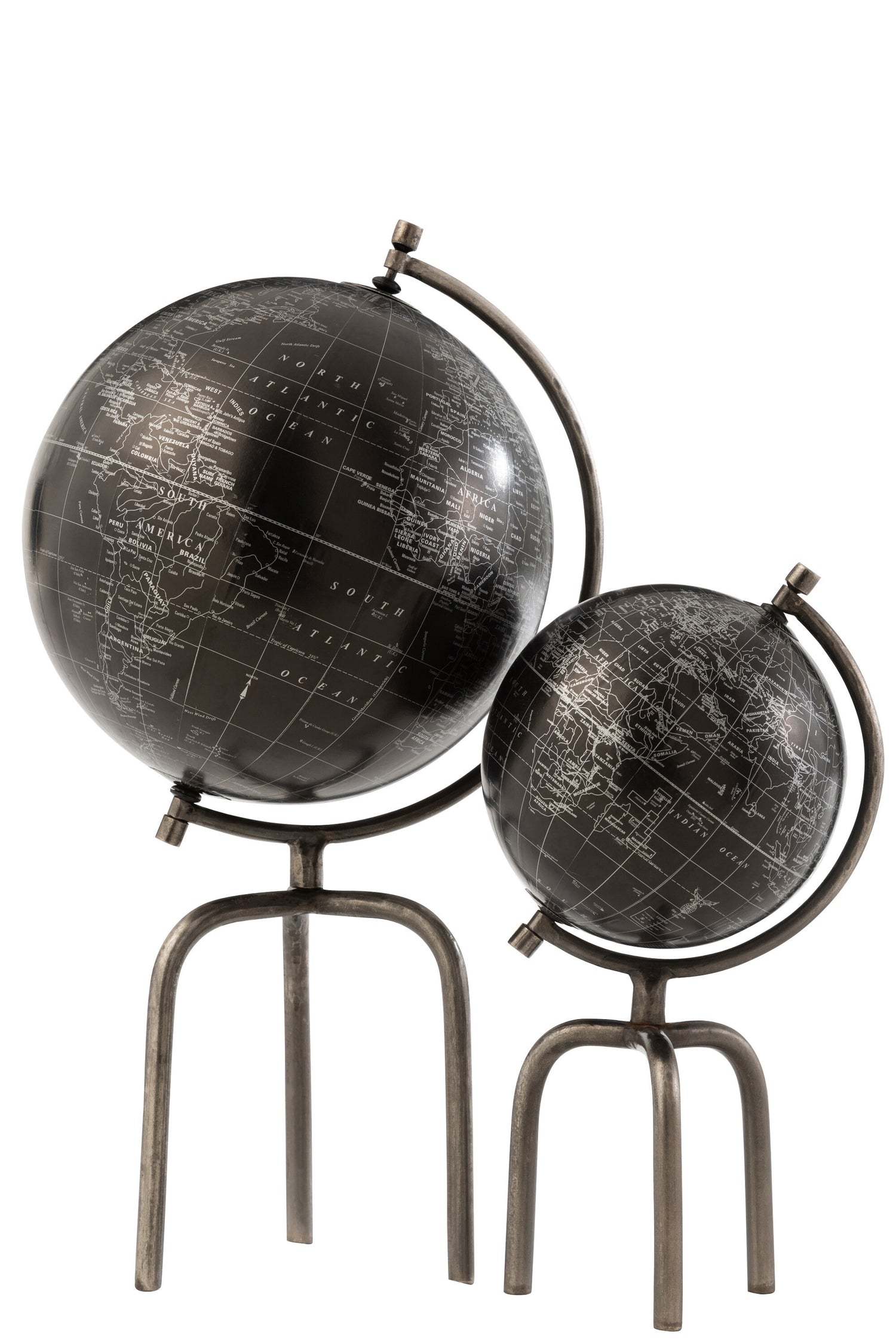 Globe Statief IJzer/Kunststof Zilver/Zwart Groot