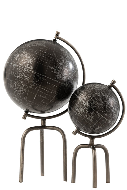 Globe Statief IJzer/Kunststof Zilver/Zwart Groot