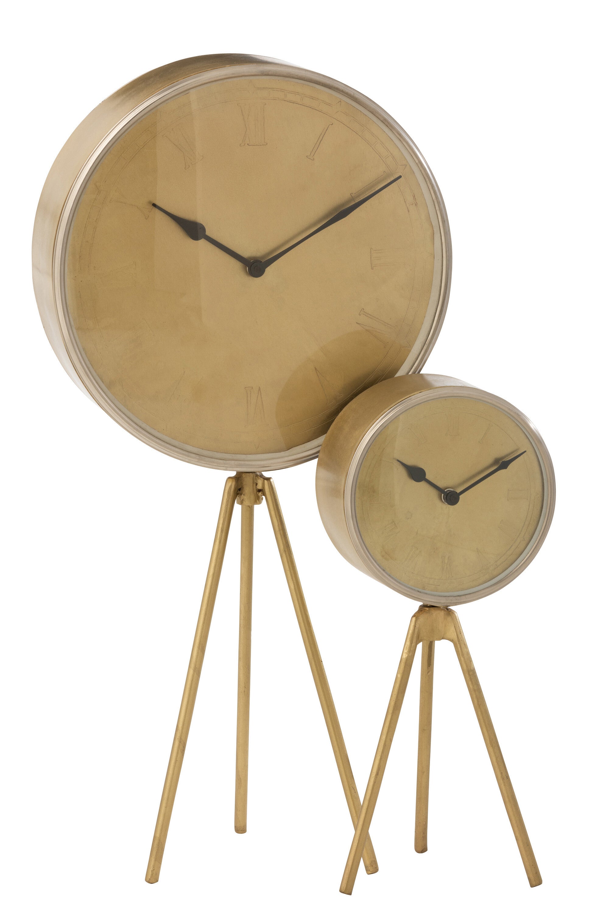 Klok Op Statief IJzer Goud Groot