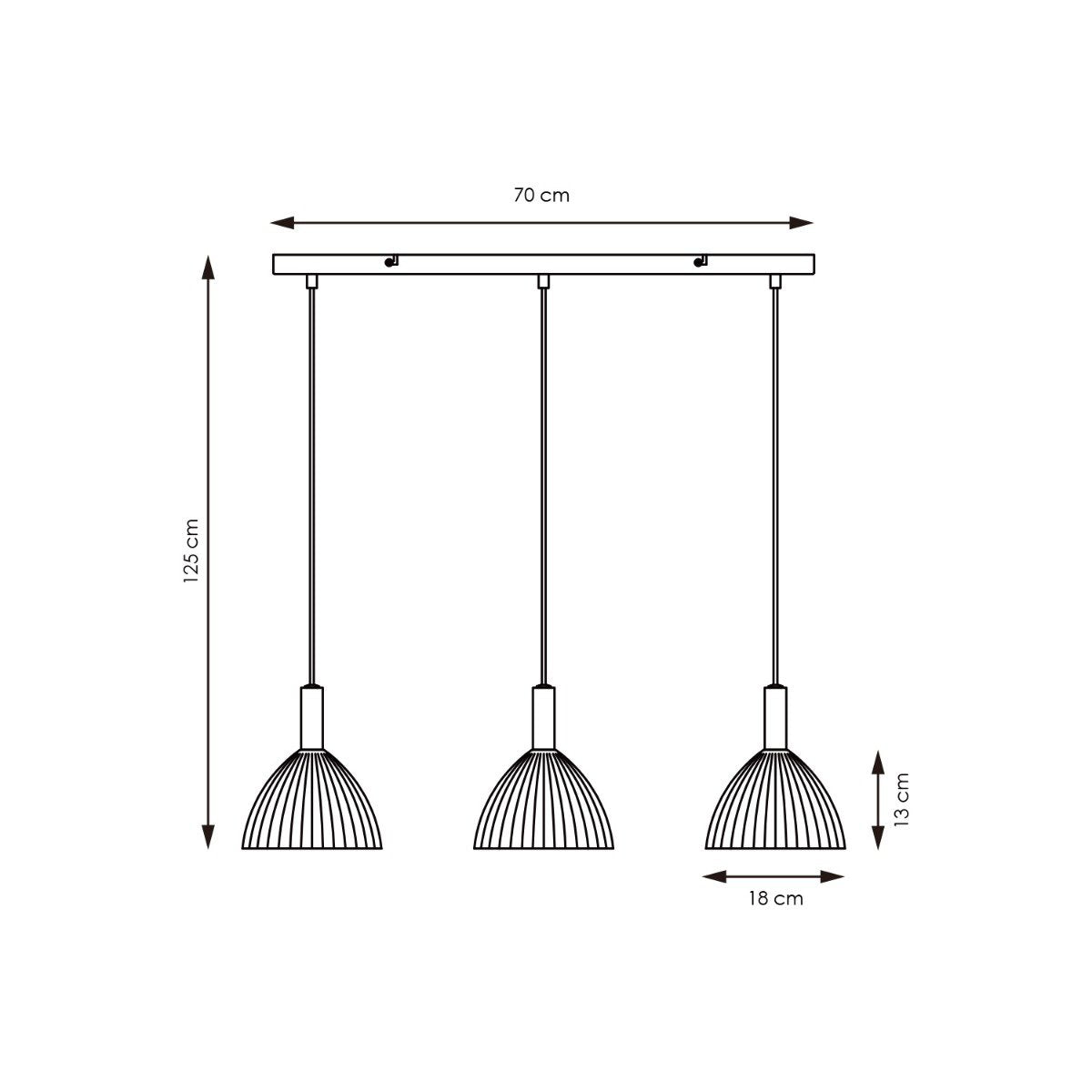 Hanglamp Credo - Messing - 70x18x125cm