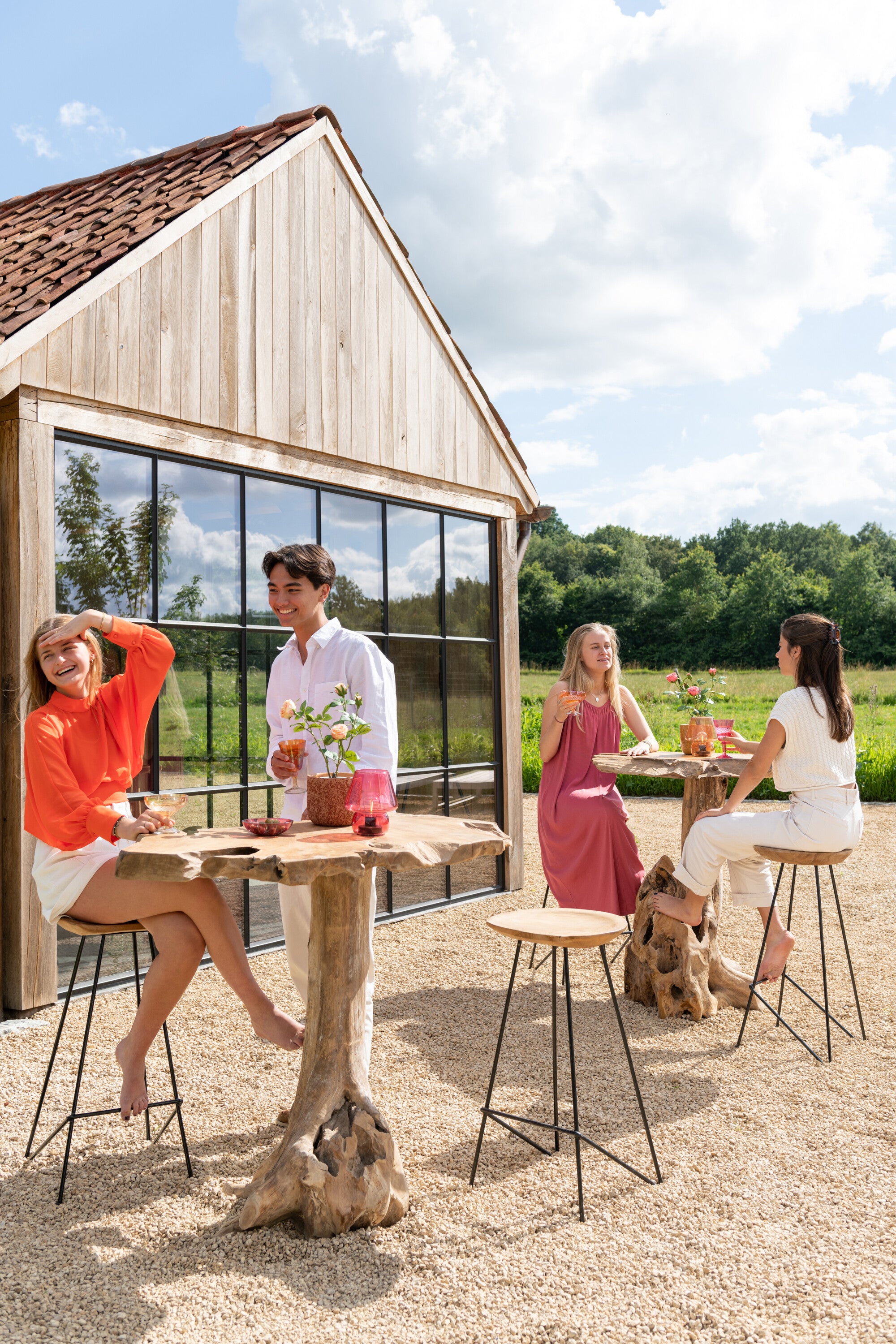 Bar Kruk Teakhout/IJzer Natuurlijk