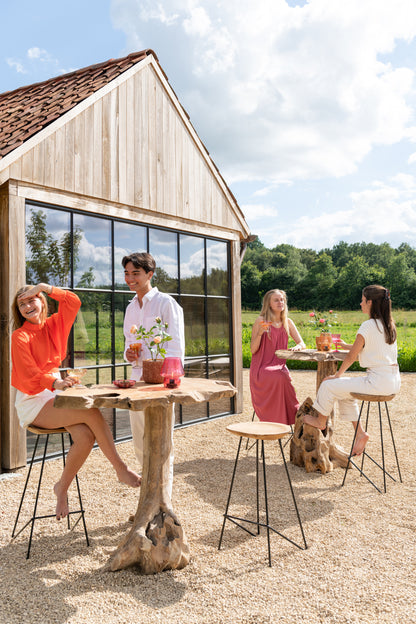 Bar Kruk Teakhout/IJzer Natuurlijk
