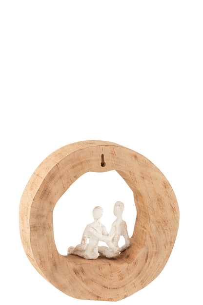 J-Line Figuur Koppel Zit Mango Hout/Aluminium Naturel/Wit