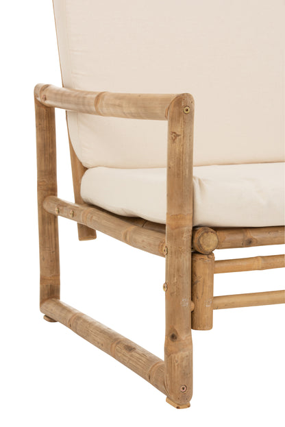 Bank 2 Personen Bamboe+Textiel Natuurlijk/Wit