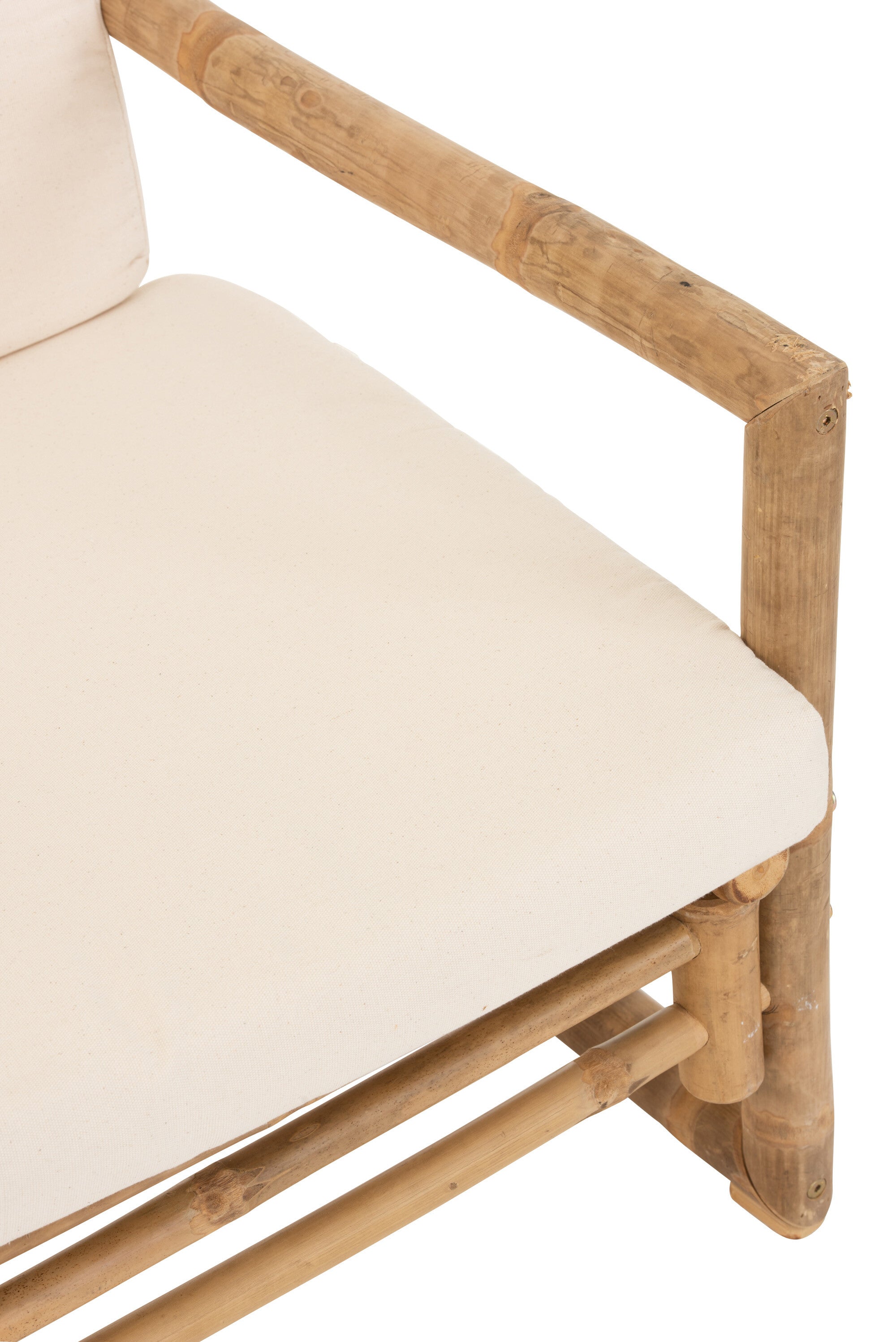 Bank 2 Personen Bamboe+Textiel Natuurlijk/Wit