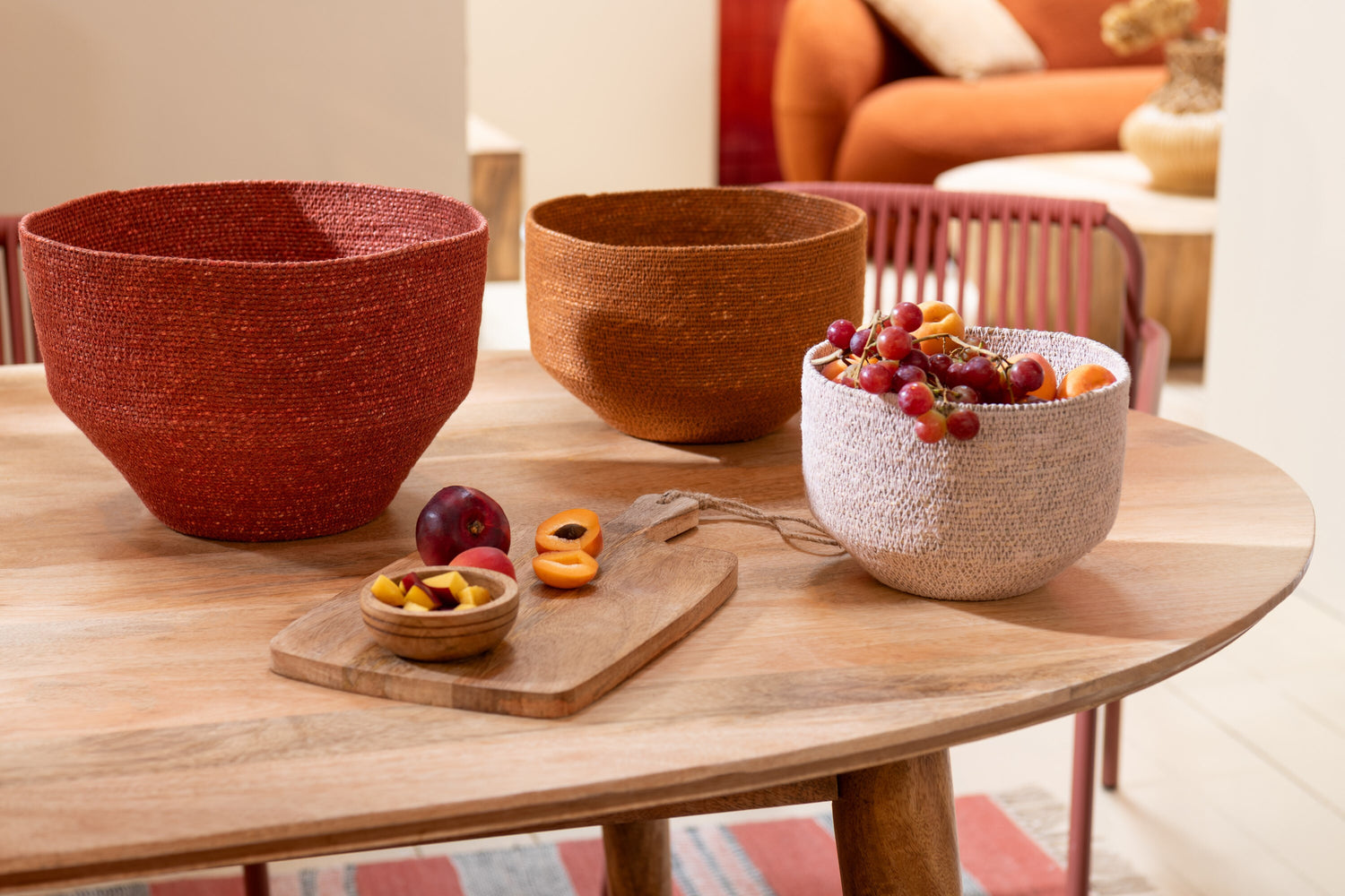 J-Line Mango snijplank + kom - hout - naturel - S